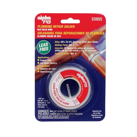 Alpha Metals Alpha Fry 3 oz Lead-Free Plumbing Solder 0.125 in. D Tin/Antimony 95/5 1 pc 33955